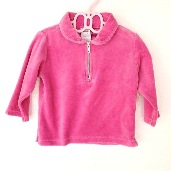 GAP Other - NFS 5/$23 Baby Gap Pullover Top ½ Zip Pink Velour Baby Girls 6-12 Months